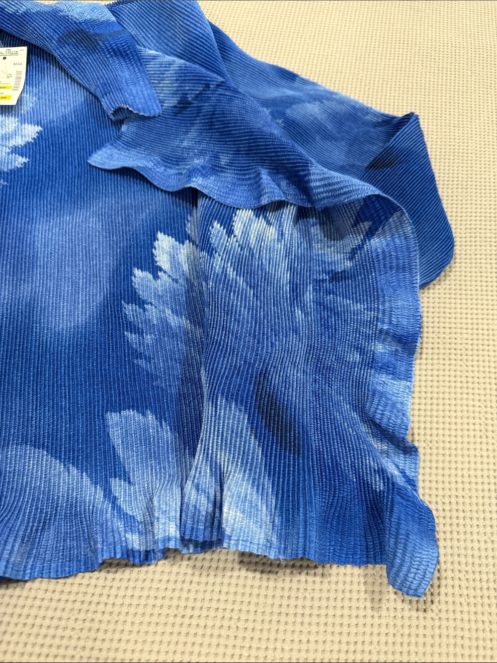 Blue Patterned Open-Front Blazer Jacket - Picture 6 of 9